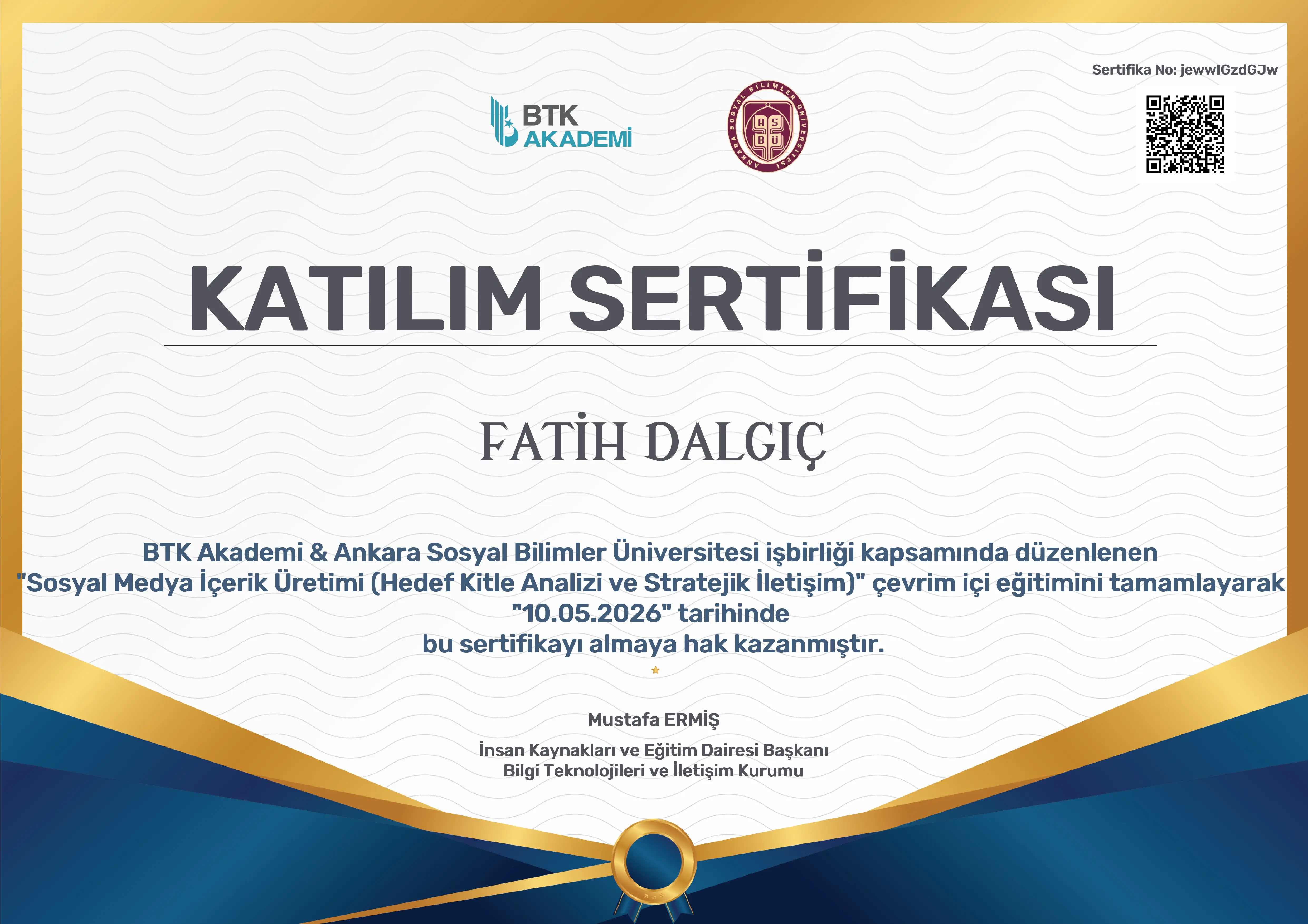 Sosyal Medya İçerik Üretimi Sertifikası